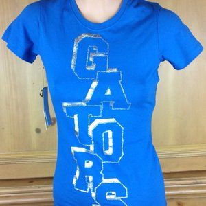 Campus Couture Womens Size S Gator Embellished Bling Blue T-shirt Short Sleeve F